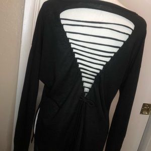 Sz S tie back  black long sleeve